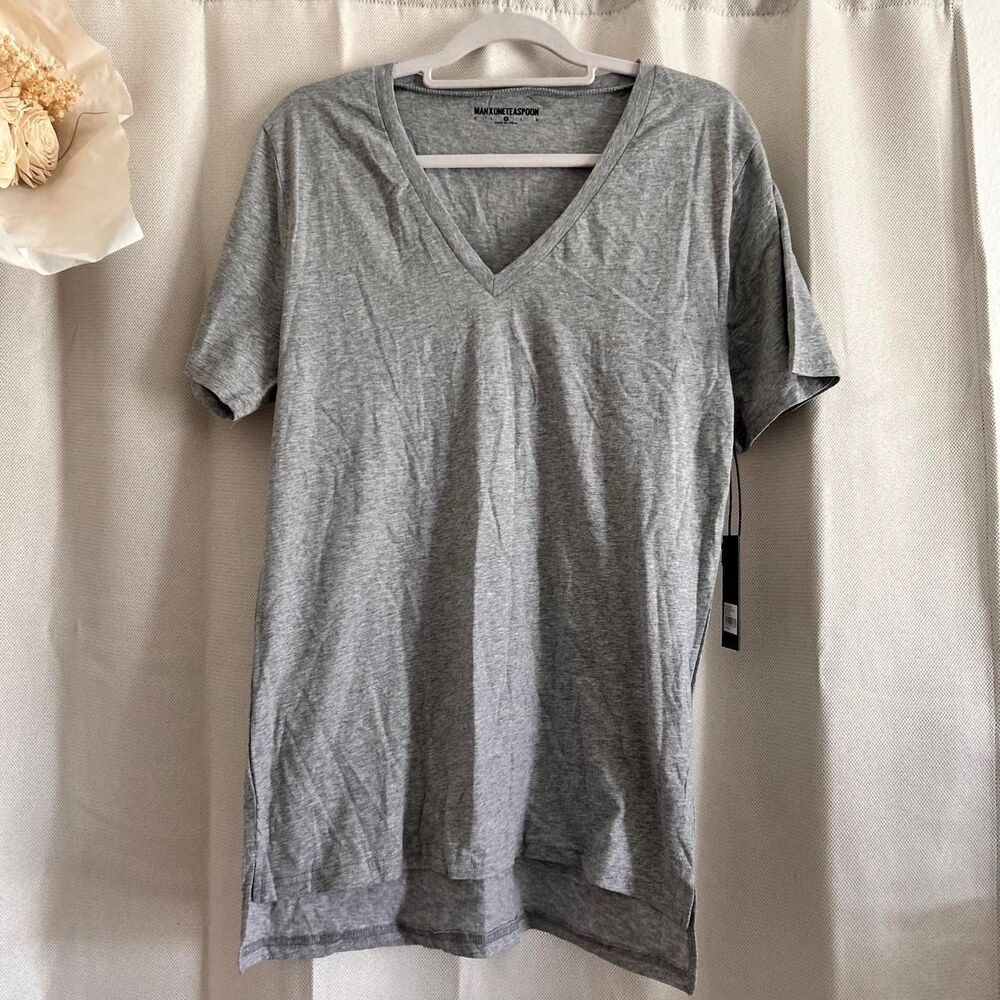 Man x One Teaspoon Grey Marle V-Neck Tee Size Medium NWT mens elevated basic